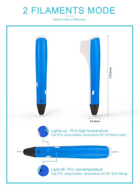 Low Temperature 3D Pen 3d Printing Pen Best For With PCL Filament  1.75mm/0.068in Christmas Birthday Gift 3d Pen Set For 3d Pen Full Set Pen