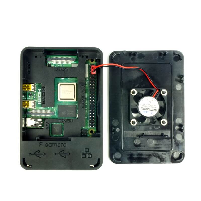 Raspberry Pi 4 Case with Fan (Black)